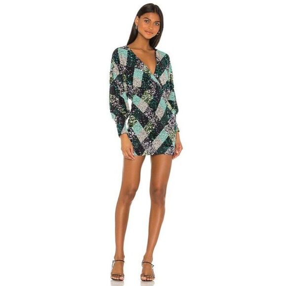 Song of Style Catcher Mini Dress in Argyle Multi S NWT - Picture 2 of 12